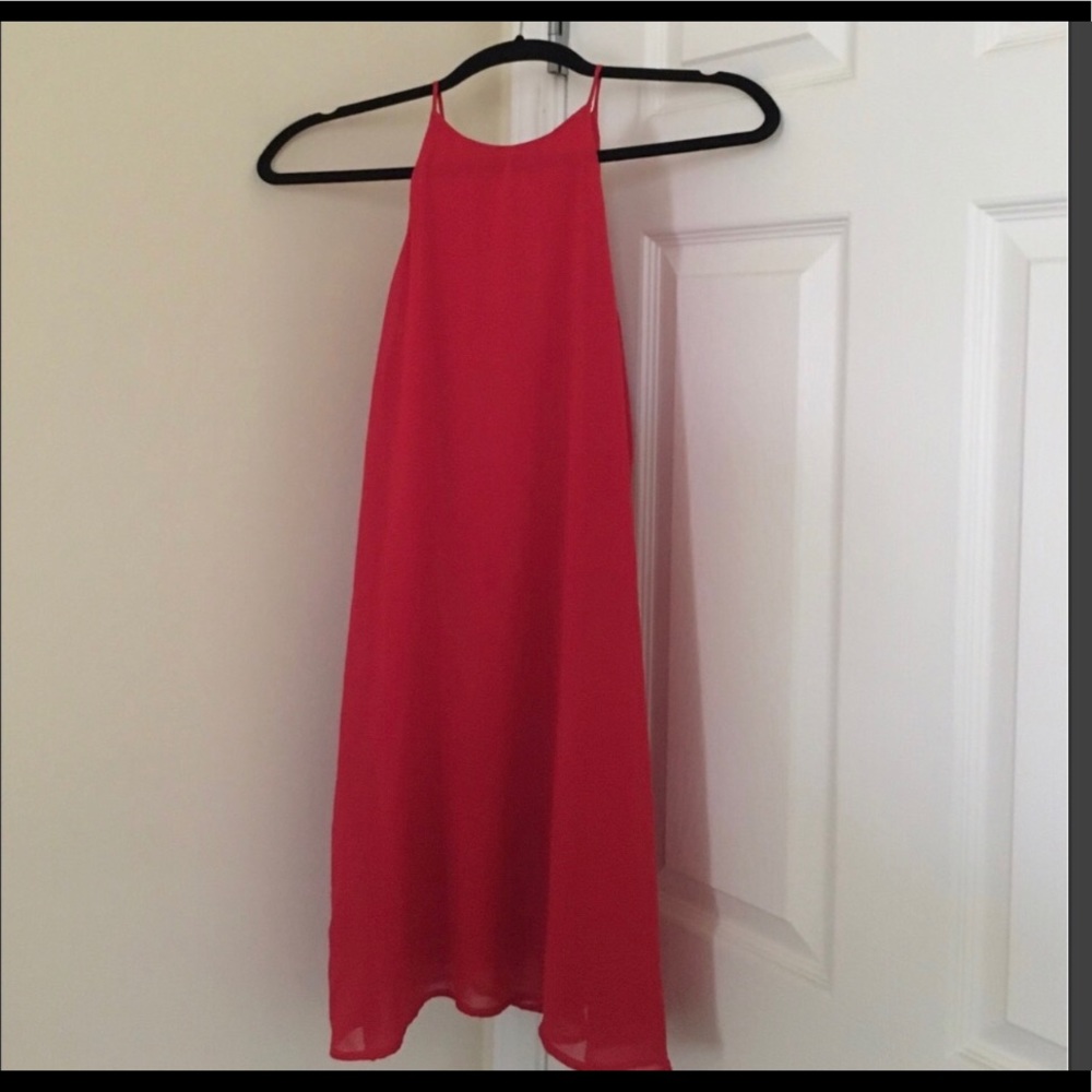 Red chiffon shift dress